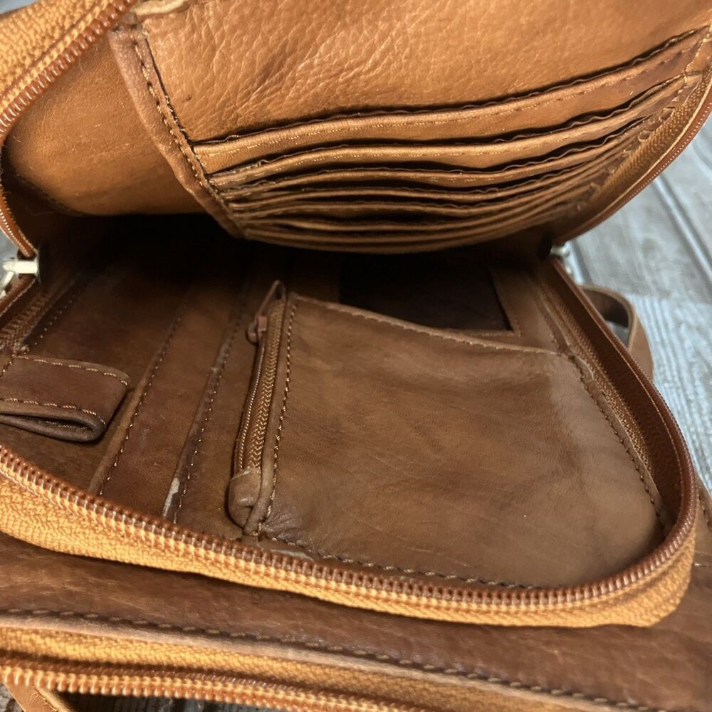 Paul & Taylor Leather Crossbody Bag Brown 8”x6” - Picture 8 of 10